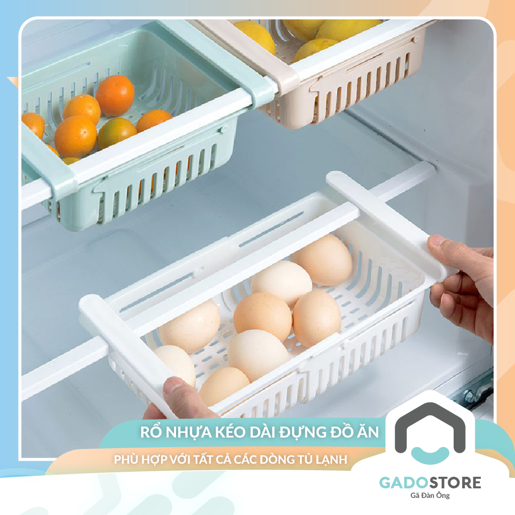 Rổ nhựa đựng đồ ăn trái cây trong tủ lạnh GADO chất liệu nhựa cứng có thể kéo dài