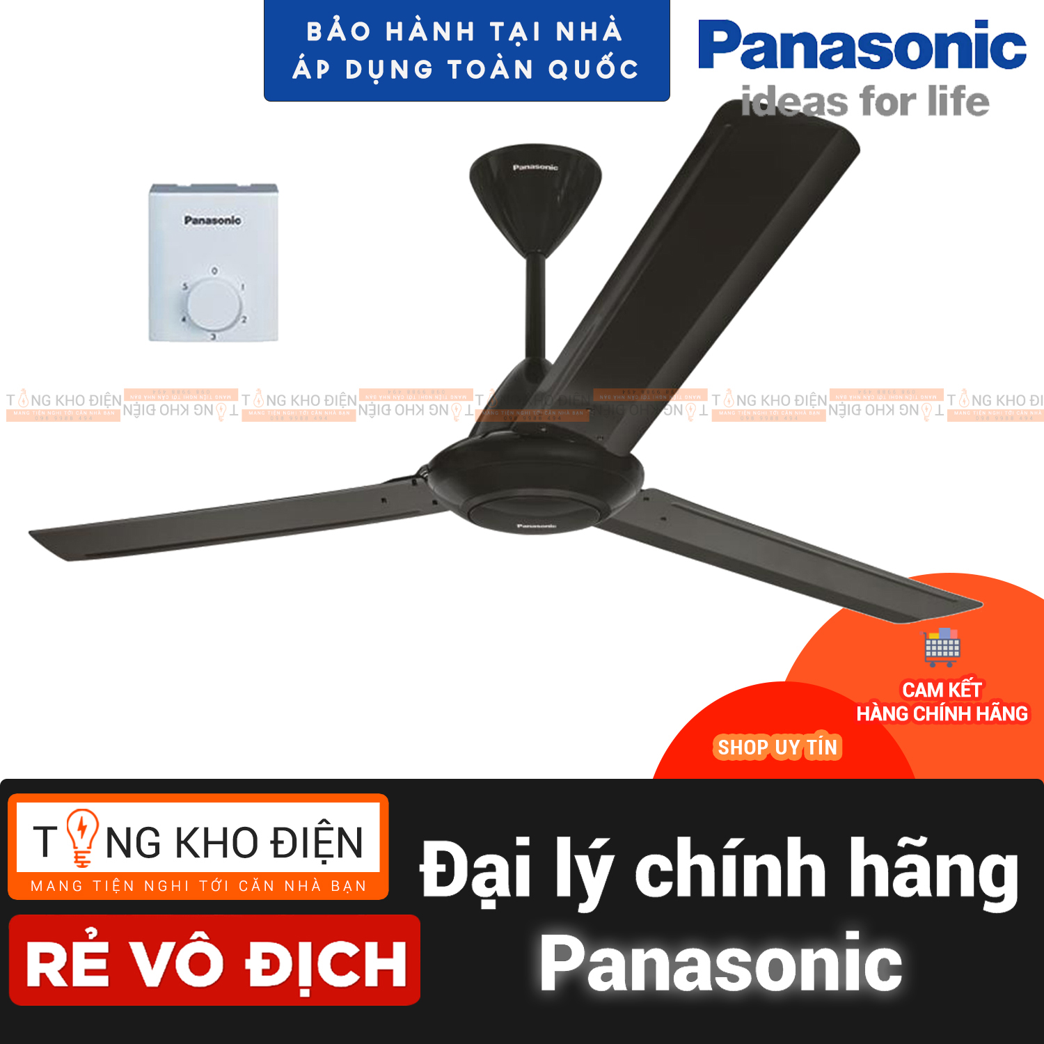 Quạt trần 3 cánh màu đen panasonic f- 60mz2