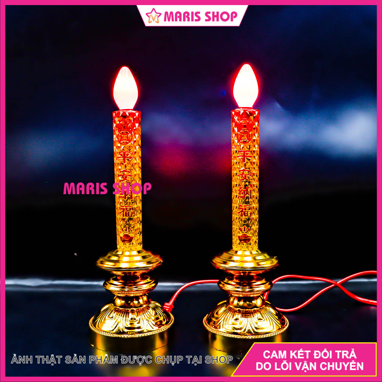 [Giá một cặp] Đèn Nến Màu Vàng Để Bàn Thờ Phật, Ông Bà, Gia Tiên Sử Dụng Đèn Quả Nhót Tiết Kiệm Điện [NEN1-VANG]