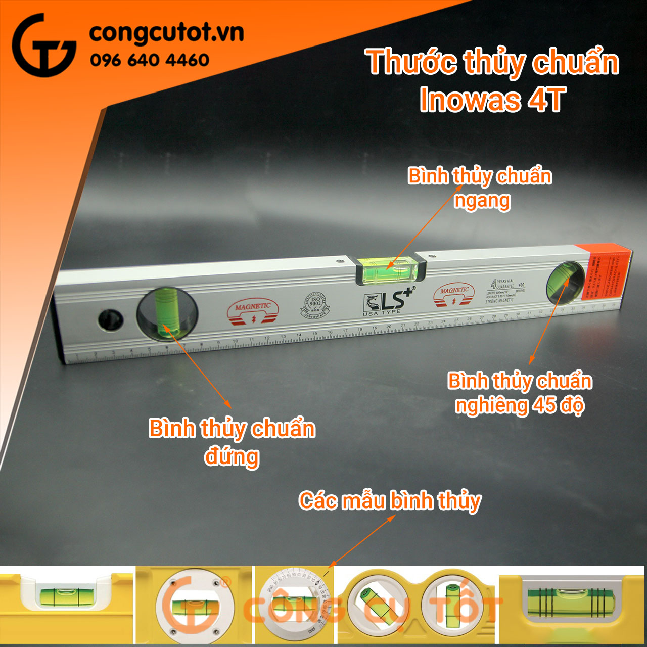 Thước thủy nivo INOWAS size tùy chọn