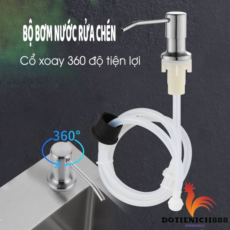 Bộ vòi xịt nước rửa chén Inox 304 gắn vào bồn rửa chén có dây nối dây 120cm tới chai nước rửa chén lớn. shop AnThùy