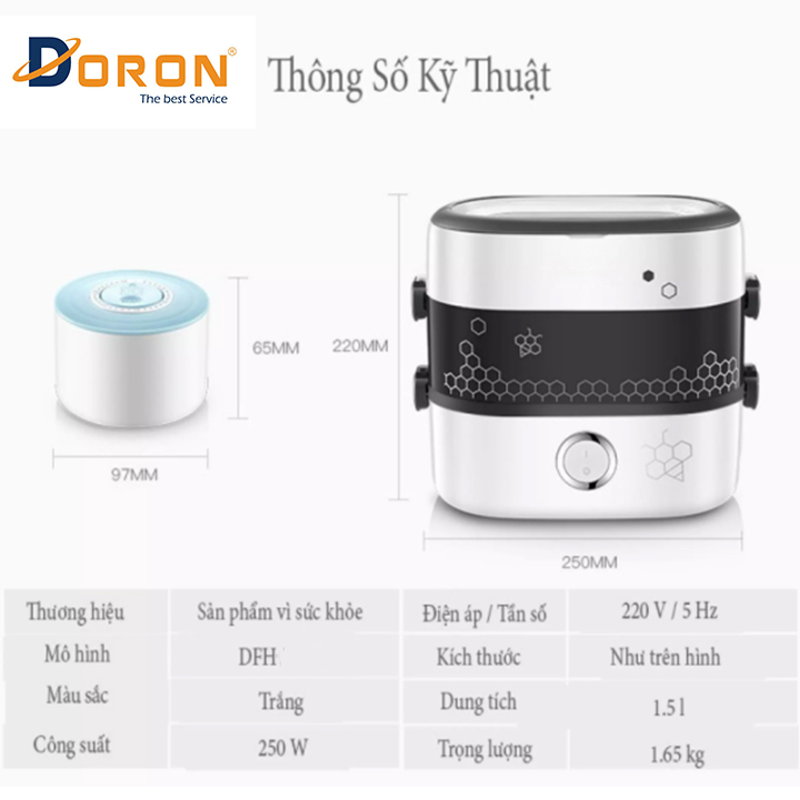 Hộp cơm điện 4 bát gốm sứ 2 tầng, Nồi cơm mini cho dân văn phòng, hộp cơm hâm nóng Life Element