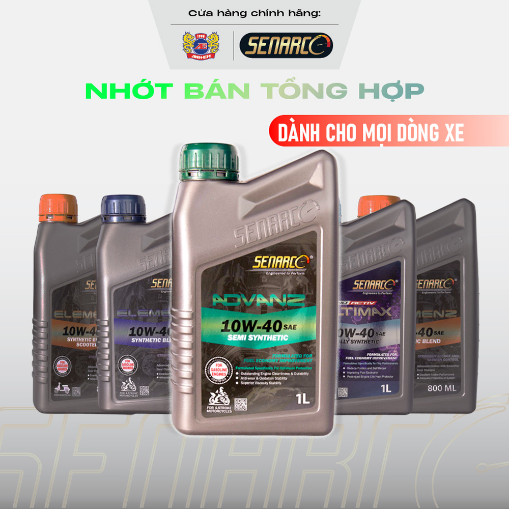 Nhớt cho xe phổ thông Senarco Advanz bán tổng hợp chu kỳ thay nhớt trên 3000KM - hiệu suất cho mọi dòng xe