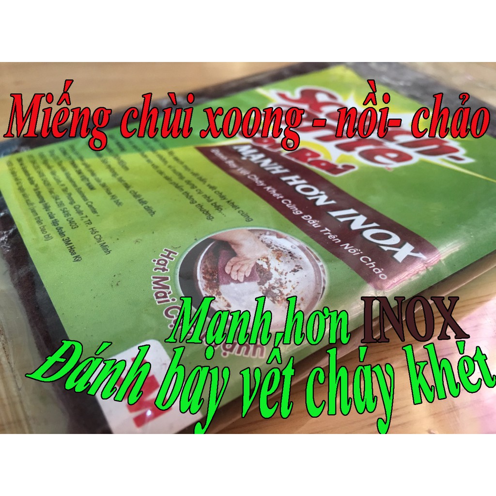 [HCM]Miếng Chùi Nồi 3M (4 Miếng) - Tẩy mạnh hơn INOX miếng chùi nồi