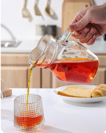 Ly thuỷ tinh có quai miệng rót uống trà sữa 500ml