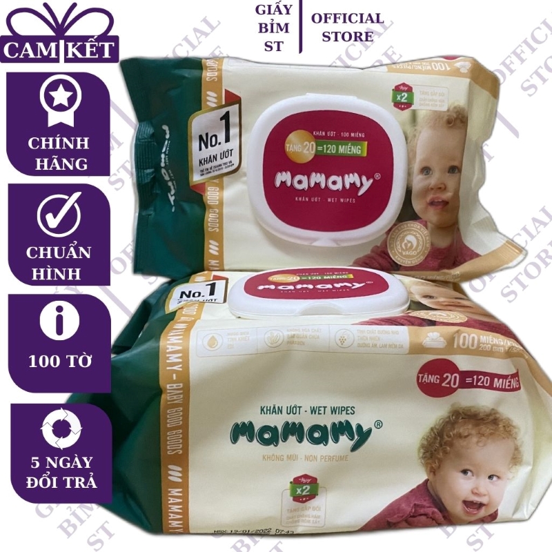 Khăn ướt, giấy ướt Mamami 100 tờ/gói mềm mại