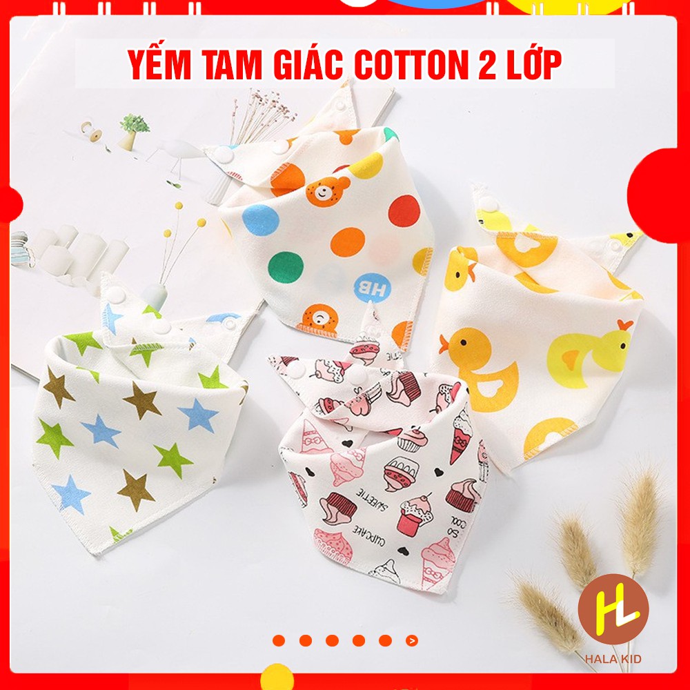 Combo 10 Khăn yếm tam giác COTTON 2 lớp có cúc bấm cho bé đến 5 tuổi