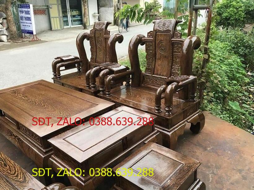 bộ bàn ghế phòng khách tần thủy hoàng gỗ mun đuôi công tay 12 .
