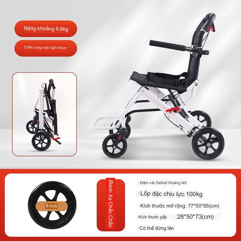 Xe lăn di động,Xe đẩy người già nhẹ gấp đơn giản,Xe lăn du lịch siêu nhẹ