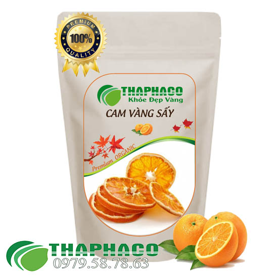 Cam vàng cắt lát sấy khô nguyên chất - túi zip 100g