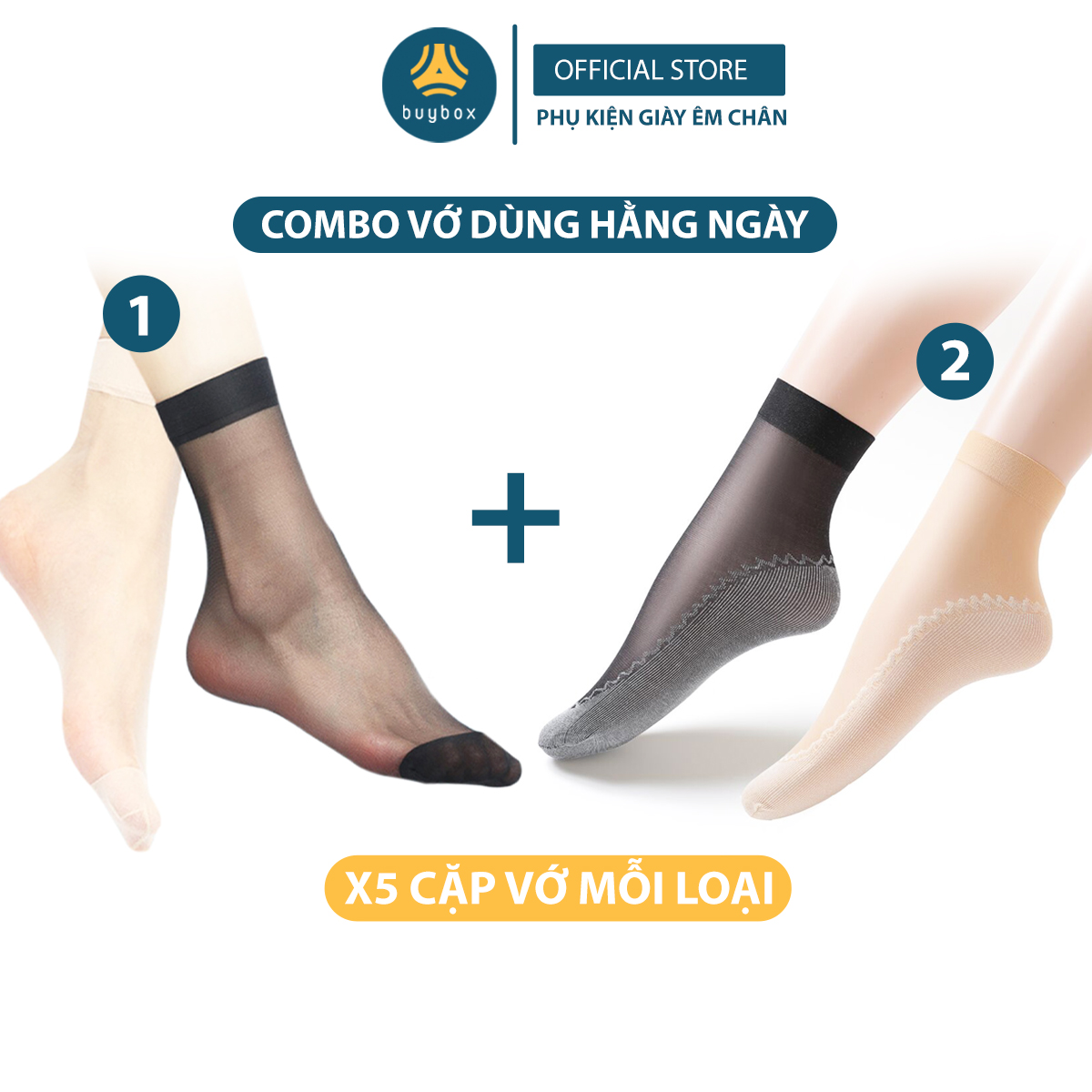 Combo 10 đôi vớ sử dụng hằng ngày, sử dụng khi mang giày cao gót - Buybox - BBPK28_BBPK249