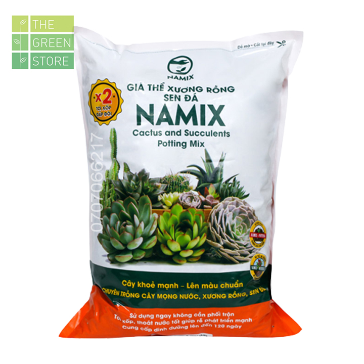 Đất trồng sen đá, xương rồng NAMIX (5dm3 khoảng 2.5kg) chuyên dùng cho cây mọng nước, cây khỏe, mau ra hoa, lên màu chuẩn