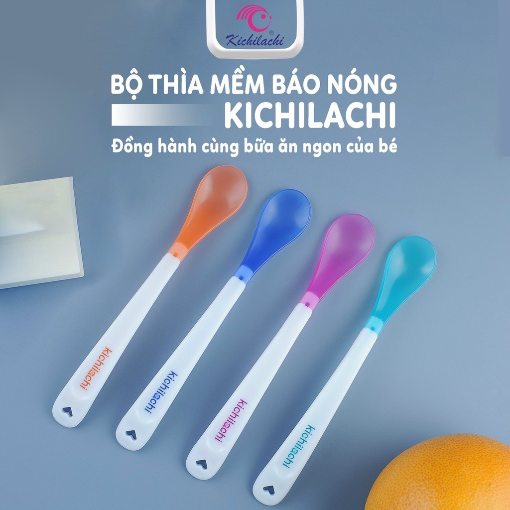 [FREESHIP] Thìa Ăn Dặm Báo nóng KICHILACHI ALIDAKIDS MN-70 Có Hộp Đựng cho Bé Từ 6 Tháng tuổi