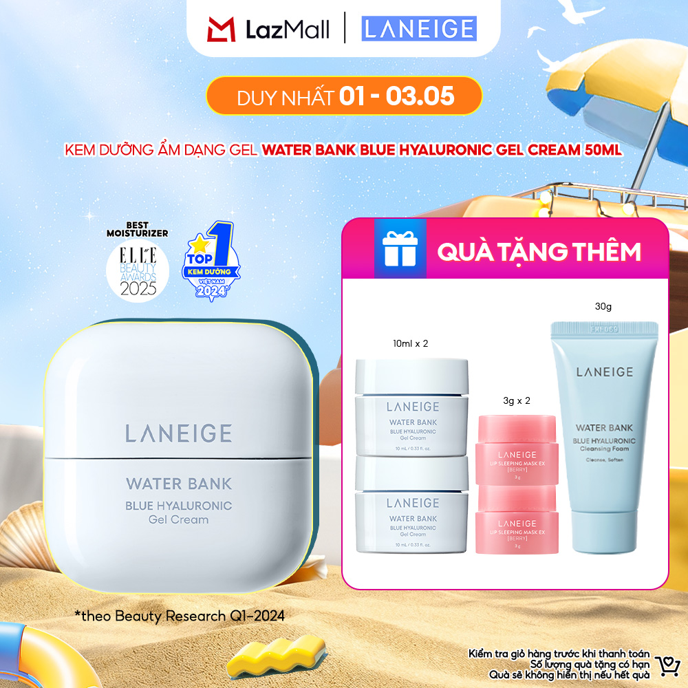 Kem Dưỡng Ẩm Phục Hồi  Cân Bằng Dầu Ẩm Laneige Water Bank Blue Hyaluronic Gel Cream 50ml (Da Dầu)