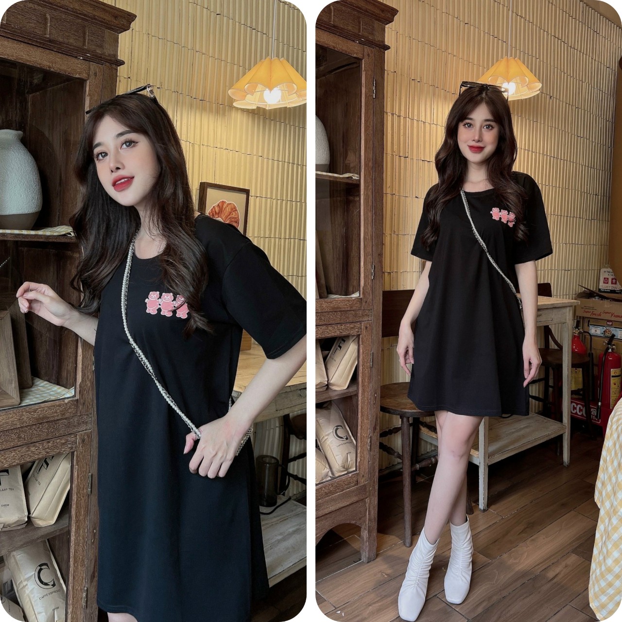 Đầm suông nữ đầm dáng rộng in hình bigsize dưới 70kg