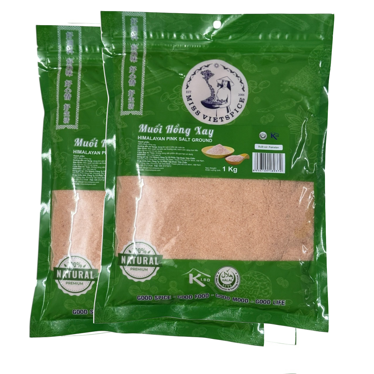 [ 2kg ] Muối hồng xay Himalaya - Himalaya Pink salt dùng làm gia vị, tốt cho sức khỏe - gói 1kg