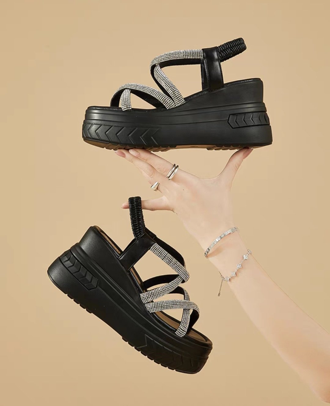 Sandal xuồng dây chéo phối đá