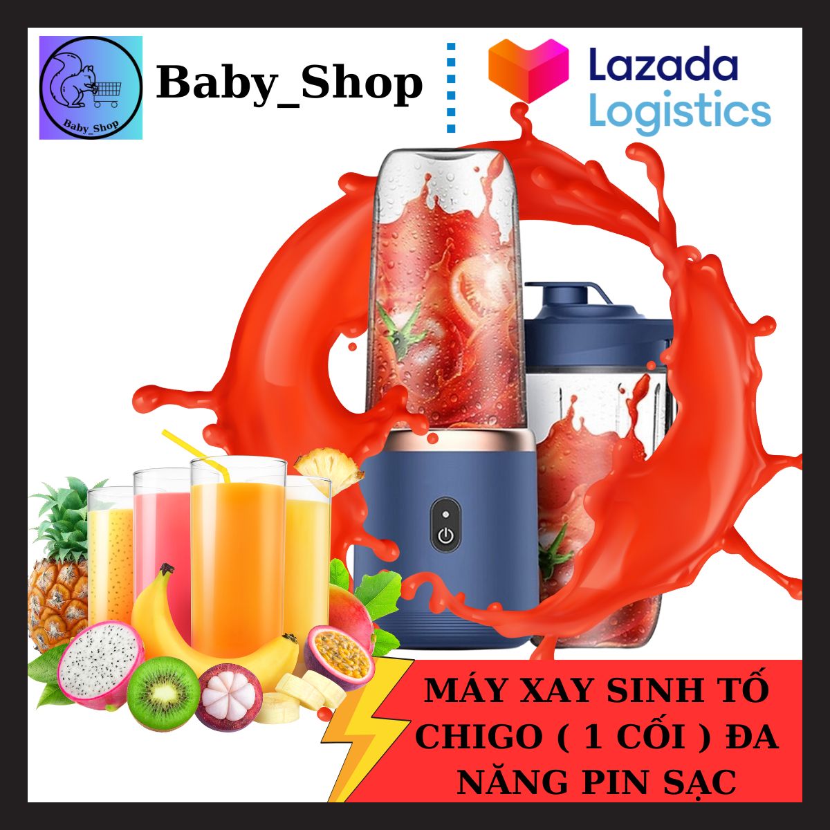 Máy xay cầm tay mini, may xay sinh tố cầm tay mini,Máy Xay Sinh Tố Mini Cầm Tay Đa Năng Chigo Sạc Tích Điện 6 Lưỡi - máy xay sinh tố , máy xay sinh tố cầm tay