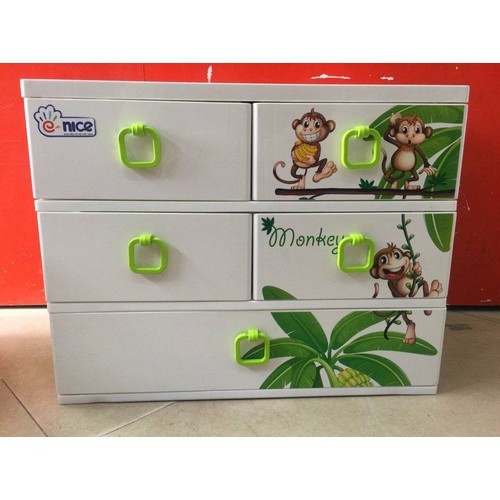 TỦ NHỰA 3 TẦNG 5 NGĂN HỌA TIẾT MINI ĐỂ BÀN 41 x 31 x 26cm