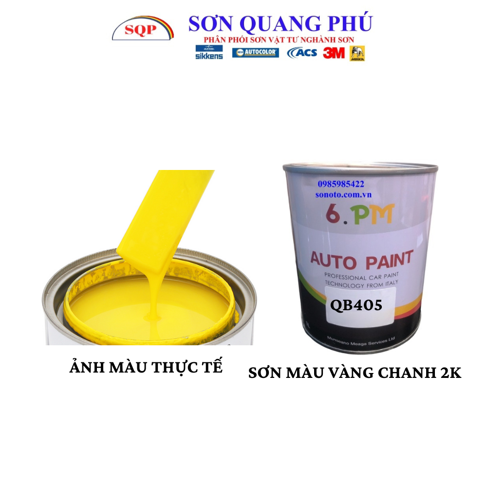 Qp2241/qb404 sơn màu vàng chanh 2k autopaint lon 1 lít , sơn màu vàng tươi 2k sonquangphu8856