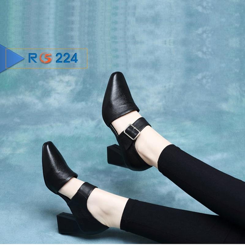 Giày boot bốt nữ đẹp hàng hiệu Rosata-6cm cổ thấp phá cách RO224
