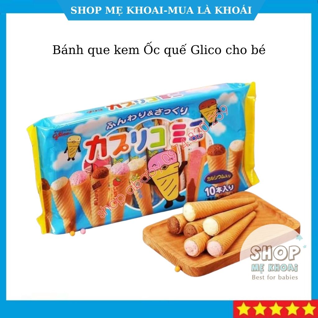 Bánh que kem ốc quế glico cho bé trên 1 tuổi nhật bản date t5/2023