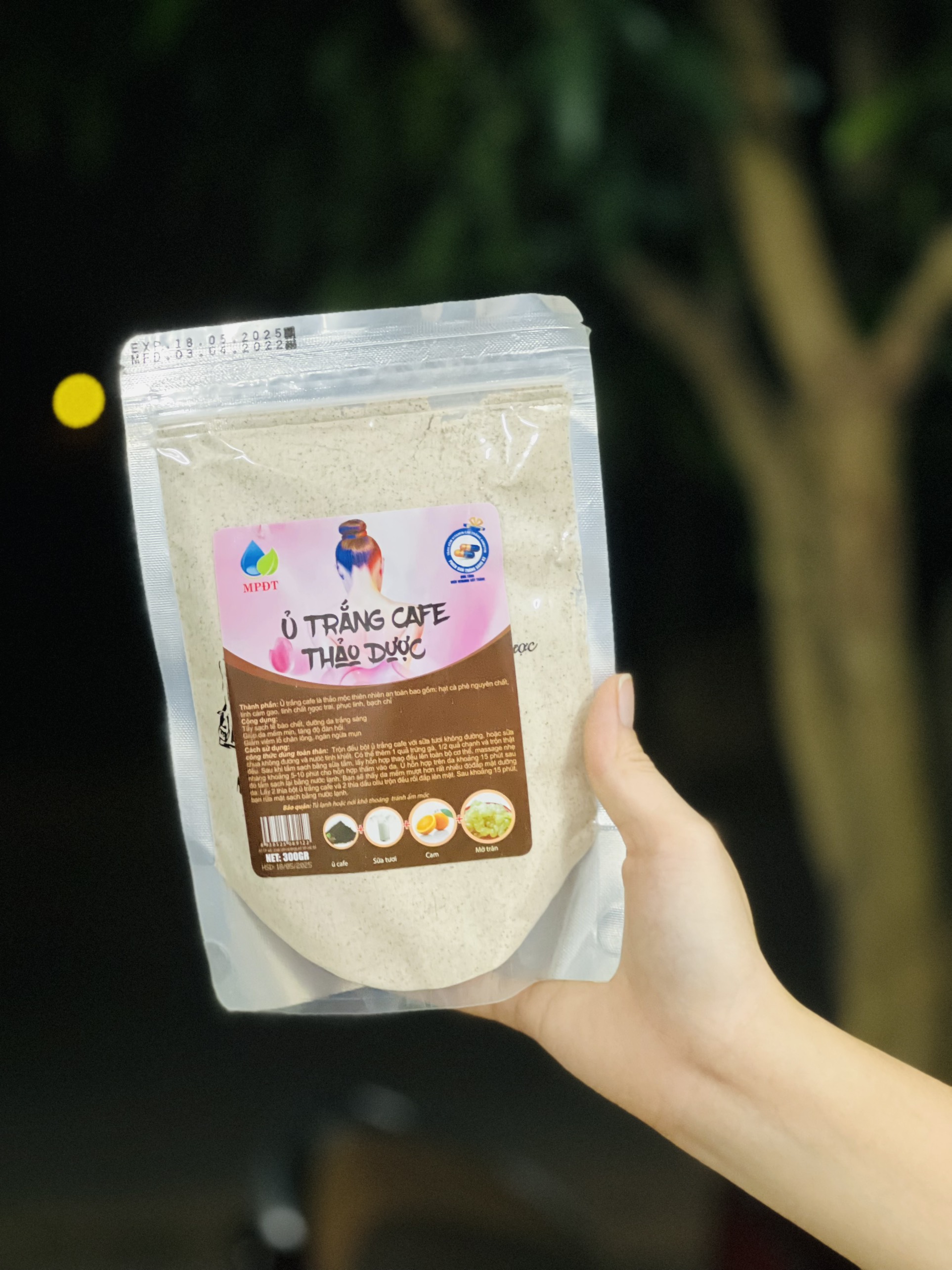 (Gói 300gr) Ủ trắng cafe body ,dùng cho mặt và body