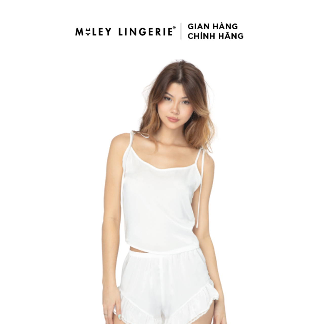Bộ đồ ngủ lụa cao cấp lady nature thoáng mát màu trắng miley lingerie