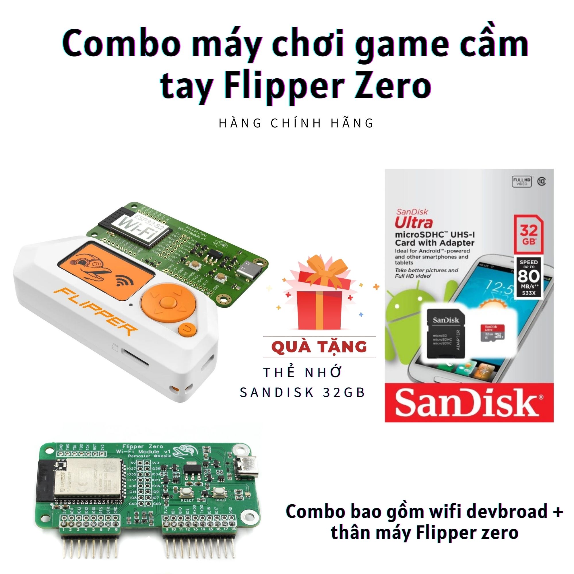 Flipper Zero Thiết bị chơi game cầm tay Hàng chính hãng
