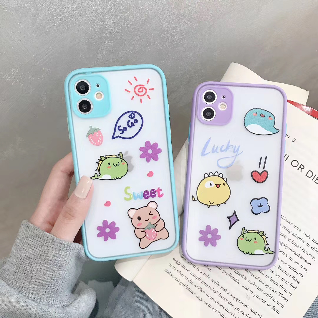 Ốp lưng nhám chống sock va đập bảo vệ camera sweet lucky