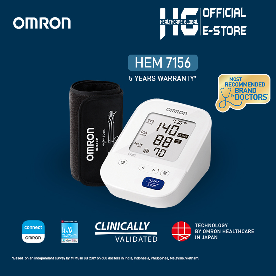 Máy đo huyết áp bắp tay omron hem 7156 | chức năng mới phát hiện nhịp tim bất thường - healthcare global