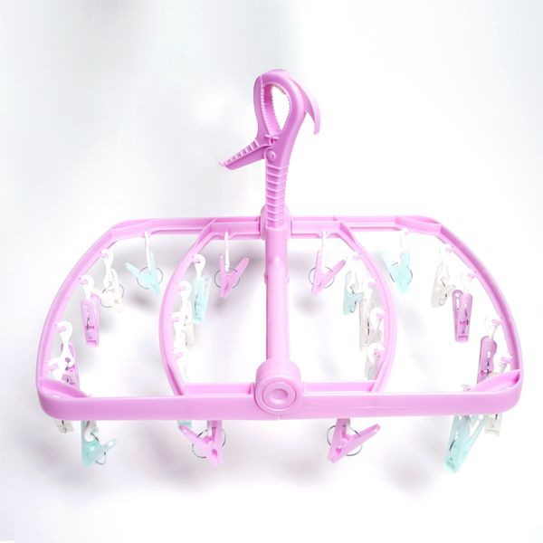 Khung phơi 24 kẹp xoay 360 độ Lumina Towa hàng xuất Nhật Bản màu Hồng nhựa PP cao cấp, chịu nhiệt, bền bỉ