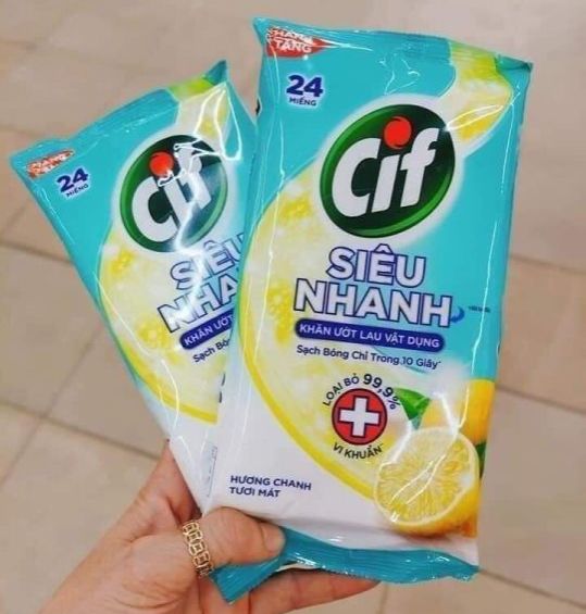 Khăn ướt lau vật dụng cif siêu nhanh