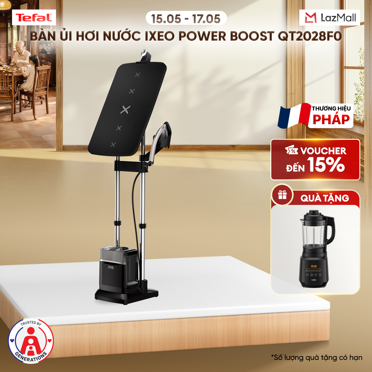 Bàn ủi hơi nước IXEO Power Boost QT2028F0