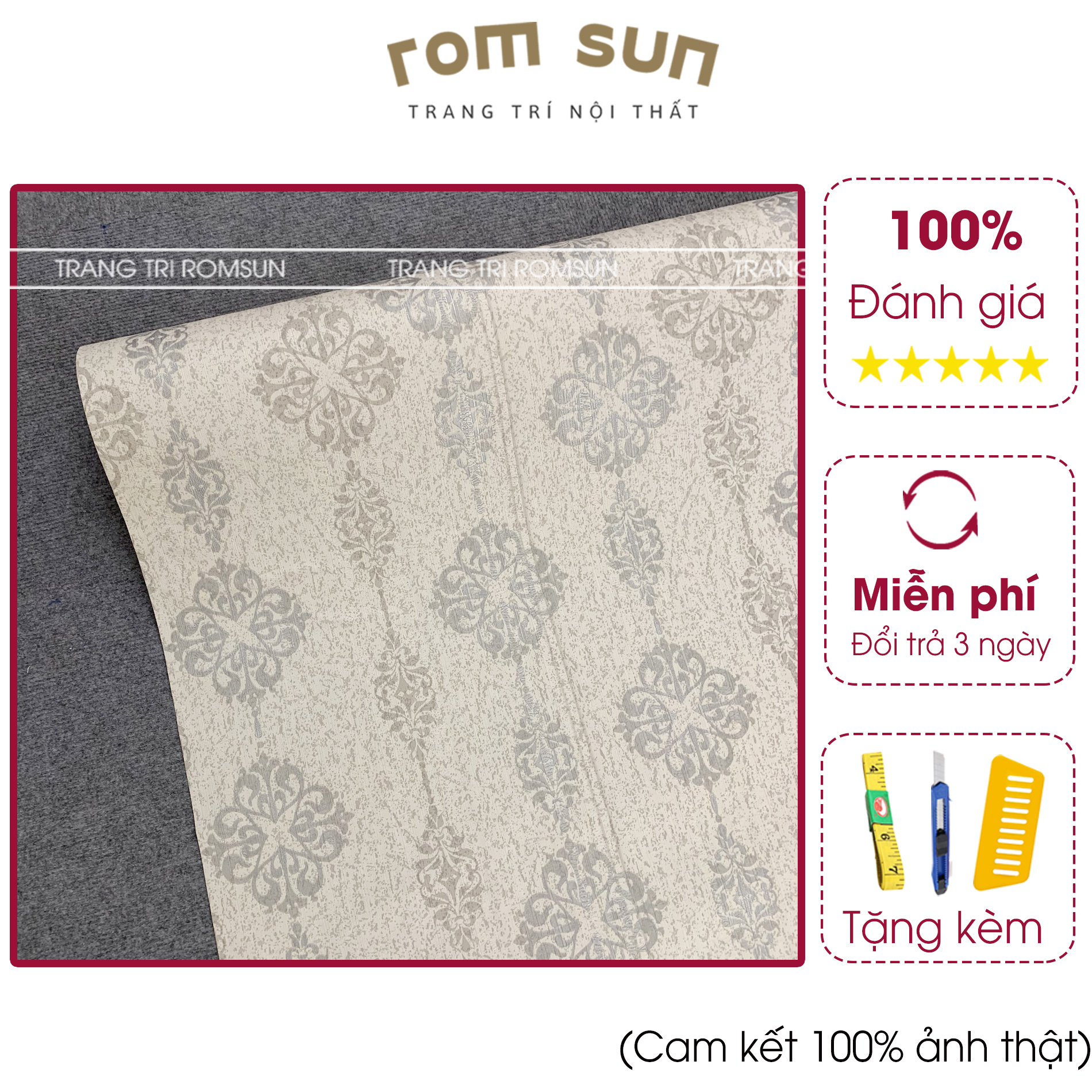 Giấy tường dán đề can phòng ngủ khổ 1m2 vintage hàn quốc, decal miếng dán tường phòng làm việc hoa 3D xám trắng G13924