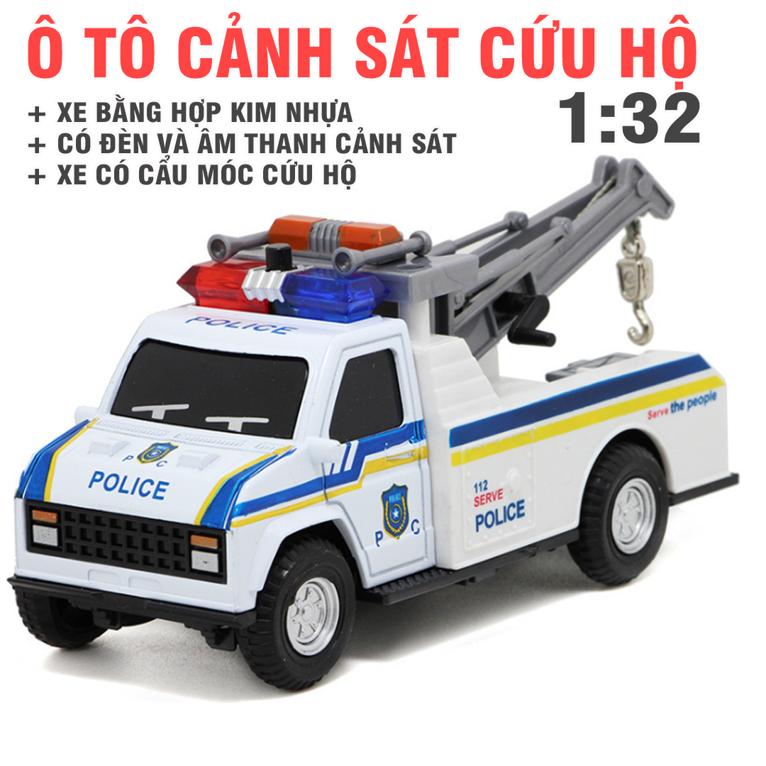 Mô hình xe ô tô cảnh sát cứu hộ cho trẻ em xe mô hình ô tô có âm thanh và đèn