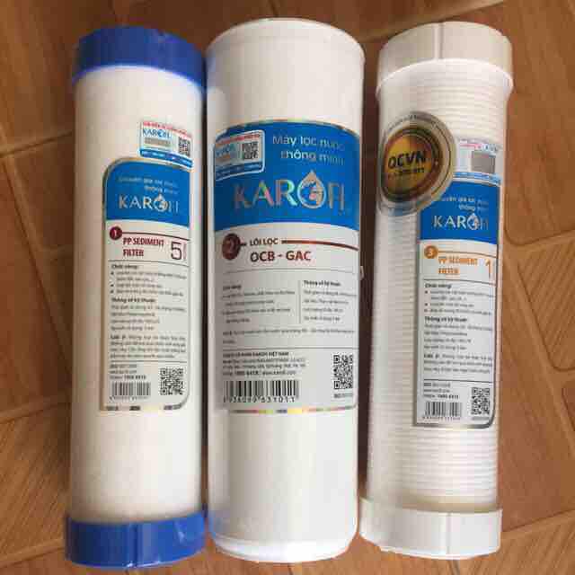 Bộ 3 lõi lọc nước Karofi 123 (hàng chính hãng)