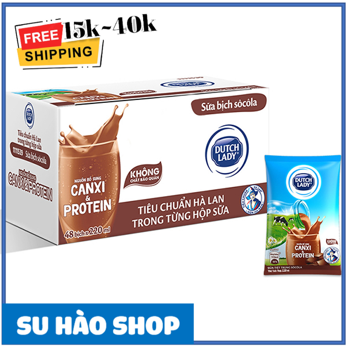 24 Bịch Sữa Tiệt Trùng Dutch Lady Cô Gái Hà Lan Socola (24X180ml)