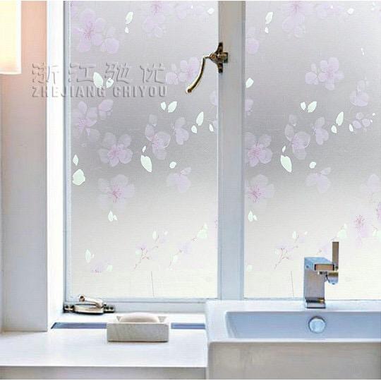 5 mét decal dán kính mờ khổ 60cm rộng có keo - hoa mai tím pk500