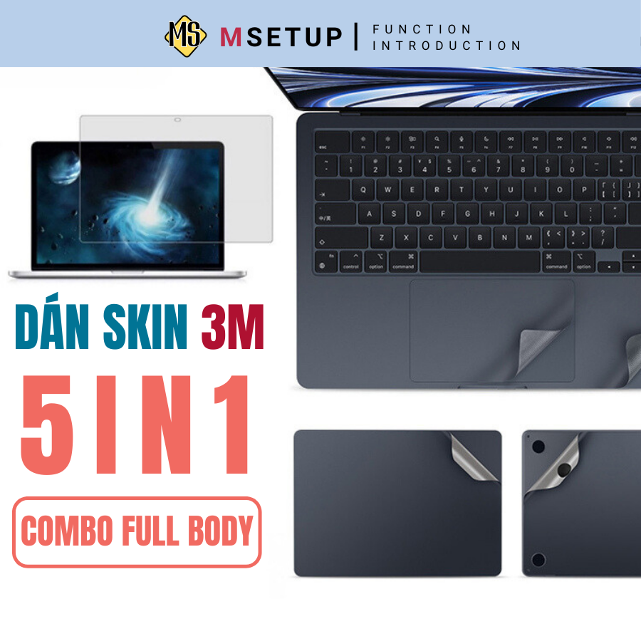Bộ dán macbook 5 in 1 jrc fullbody - đủ model macbook pro air m1 m2 m3, dán macbook 12 13 14 15 16 inch