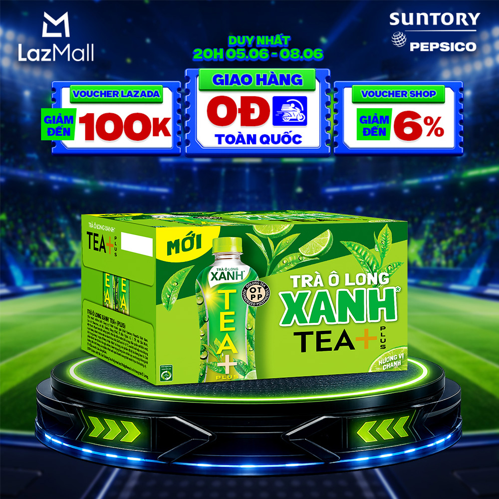 [SALE 6.6] Thùng 24 Chai Trà Ô Long Xanh Tea+ (450ml/chai)