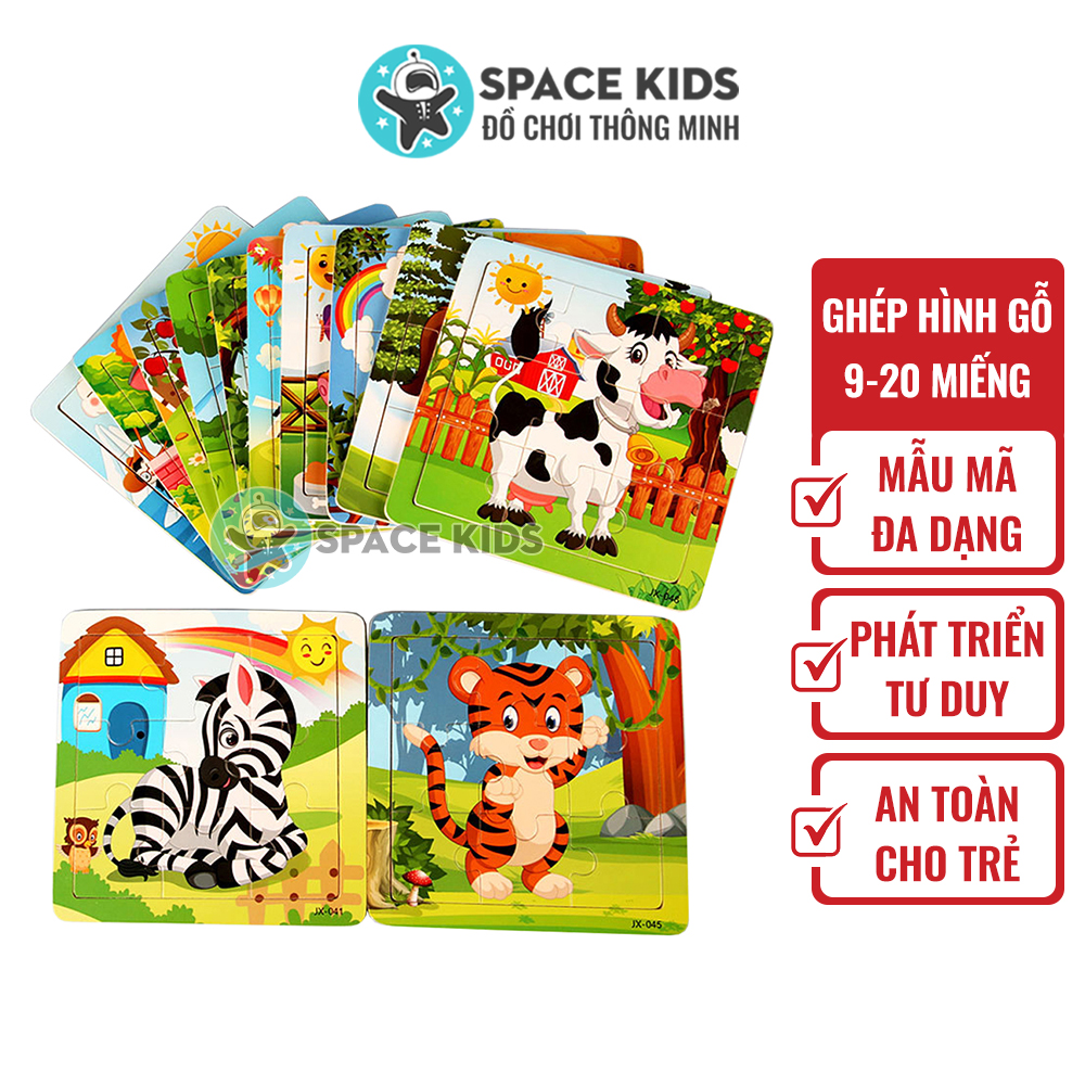 Đồ chơi tranh ghép hình 3D bằng gỗ cho bé Space Kids (9-20 miếng) giúp bé phát triển trí tuệ