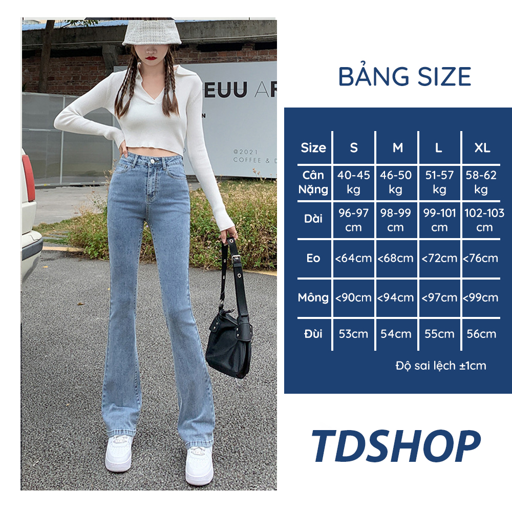 Quần jeans nữ ống loe bo gấu tdshopnt - quần bò co giãn cạp cao - quần jean loe tôn dáng- q21