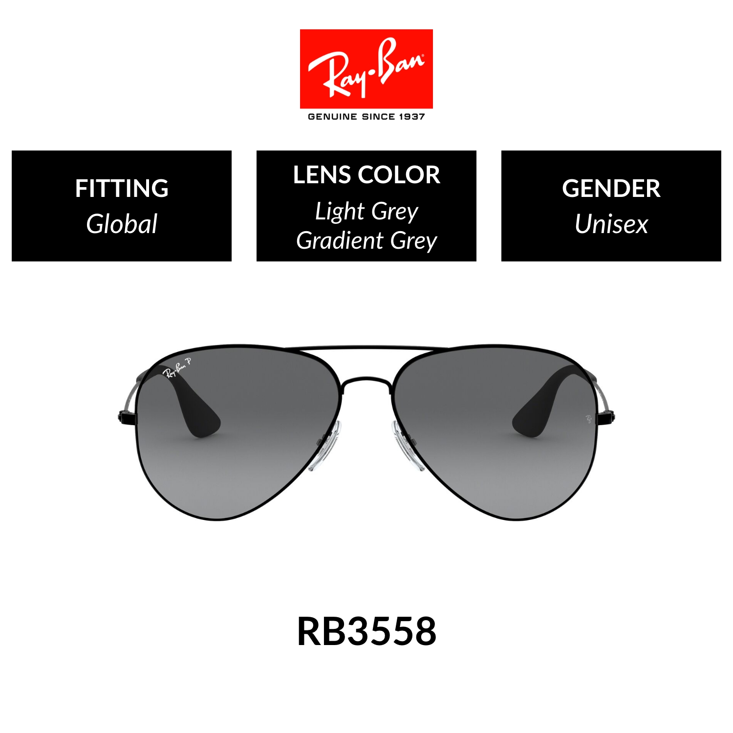 Mắt kính ray-ban polarized - rb3558 002/t3 - size 58 - kính mát