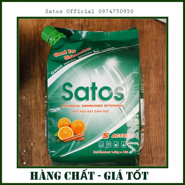 Bột rửa bát sinh học Satos - Sạch cho bát, tốt cho sức khỏe dành cho máy rửa bát các hãng Bosch, nội địa Nhật, Electrolux, Eurosun, Fujishan