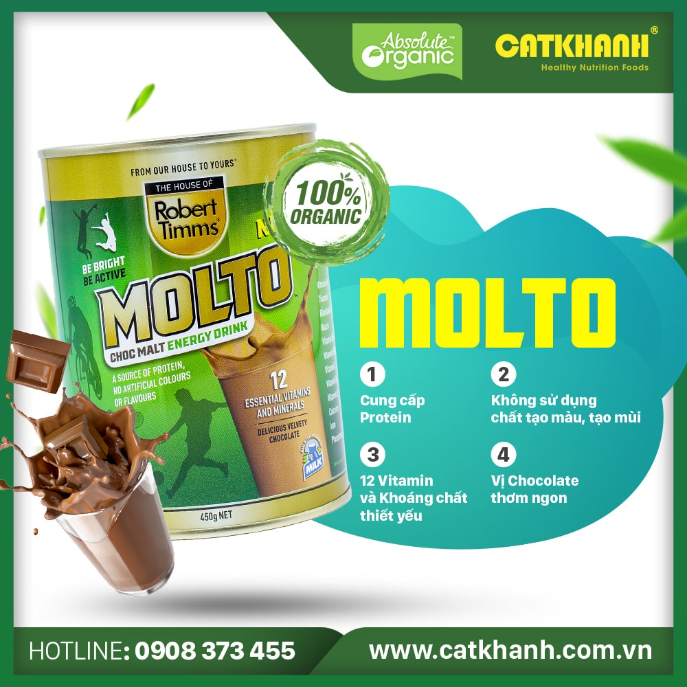 Sữa bột Canxi ca cao Molto Australia 450g