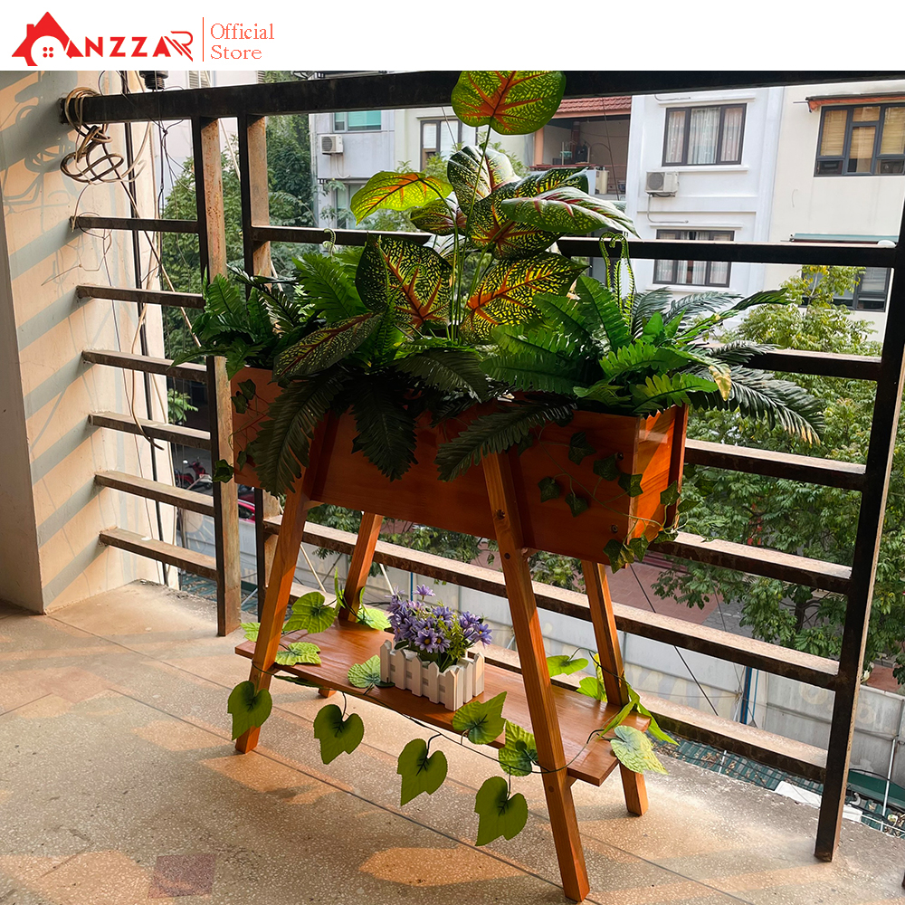 Chậu gỗ trồng cây trang trí-02
