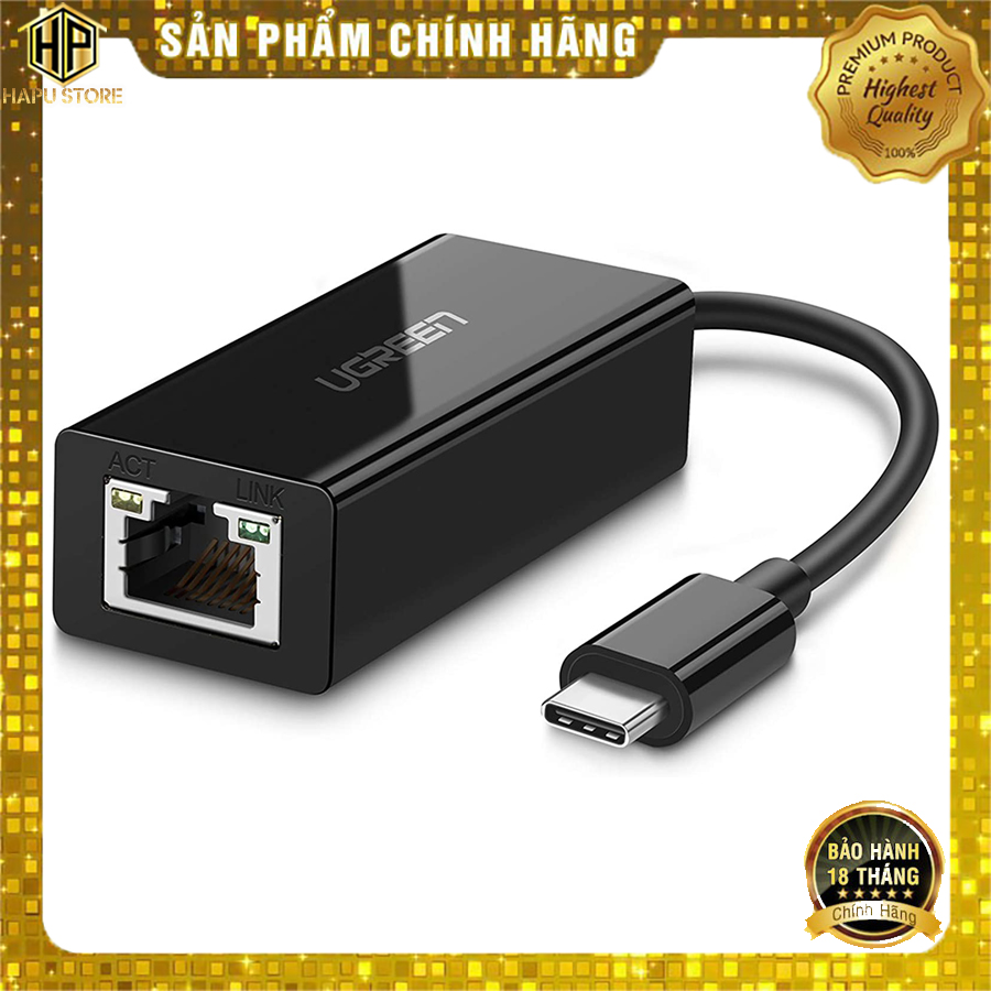 Cáp usb type c to lan gigabit 10/100/1000mbps ugreen 50307 chính hãng - hapustore