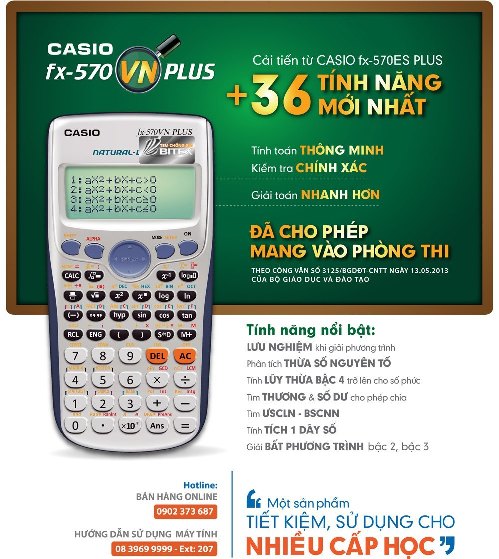 Máy tính Casio FX 570VN PLUS - FX 570VN - Hàng Mới Fullbox - Hàng Thái Lan