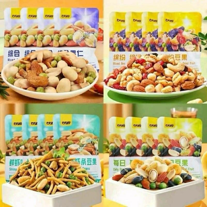 500G Hạt Dinh Dưỡng Mix Hoa Quả Sấy Giòn, Hạt Ngũ Cốc Mix 4 Vị Gói Hạt Mix Dinh Dưỡng GANYUAN 30g, hạt mix nội địa trung